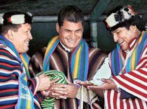 Hugo Chavez, Rafael Correa and Evo Morales