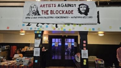 Artists Against the Blockade raised nearly $10,000 for medical relief efforts in Palestine and Cuba. Liberation photo