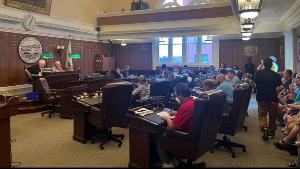 New Bedford City Council meeting where BID proposal was dropped after public outrage. Liberation Photo: Dave Pimentel