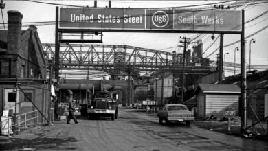 Feature photo: The entrance to the old U.S. Steel South Works on the South Side of Chicago. Photo credit: Vaticanus
