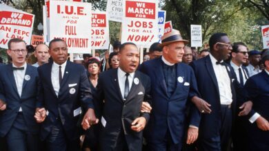 Leaders of the March on Washington for Jobs & Freedom marching. Photo: Robert W. Kelley/The LIFE Picture Collection/Getty Images